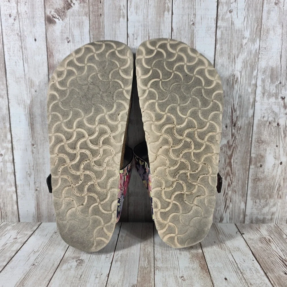 Birkenstock‎ Gizeh Floral Print Thong Sandals Navy Pink Women Shoes